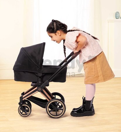 Kočík trojkombinácia pre bábiku Cybex Black 3in1 Priam Corolle skladací s multifunkčnými prednými kolesami pre 36-52 cm bábiku