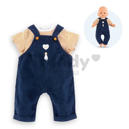 Tričko a overal pre bábiku T-shirt & Navy Blue Overall Mon Grand Poupon Corolle pre 36 cm bábiku od 24 mes
