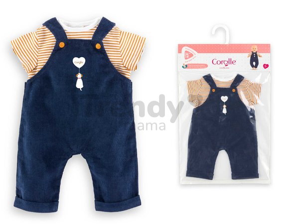 Tričko a overal pre bábiku T-shirt & Navy Blue Overall Mon Grand Poupon Corolle pre 36 cm bábiku od 24 mes