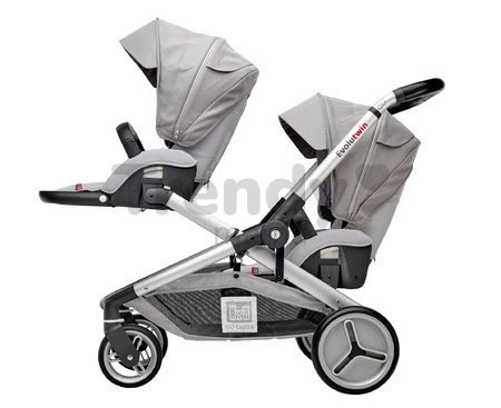 Kočík pre dve deti Red Castle Evolutwin® Grey polohovateľný s kompletnou výbavou a pršiplášťom