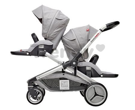 Kočík pre dve deti Red Castle Evolutwin® Grey polohovateľný s kompletnou výbavou a pršiplášťom