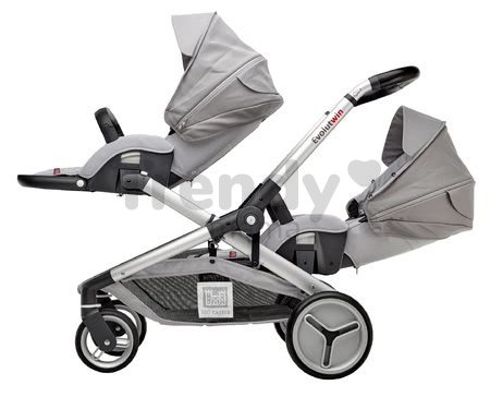 Kočík pre dve deti Red Castle Evolutwin® Grey polohovateľný s kompletnou výbavou a pršiplášťom