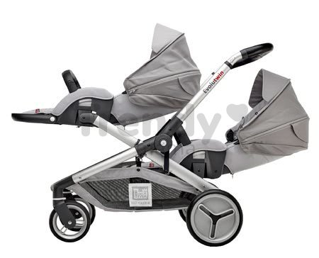 Kočík pre dve deti Red Castle Evolutwin® Grey polohovateľný s kompletnou výbavou a pršiplášťom