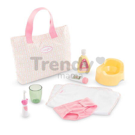 Prebaľovacia taška pre bábiku Changing Accessories Set Tulips Corolle pre 30-36 cm bábiku 8 doplnkov od 24 mes