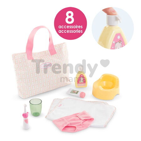 Prebaľovacia taška pre bábiku Changing Accessories Set Tulips Corolle pre 30-36 cm bábiku 8 doplnkov od 24 mes