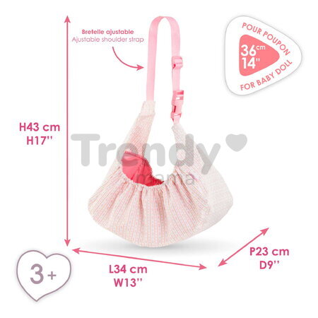 Nosič pre bábiku Carrier Bag Tulips Corolle ružový pre 36 cm bábiku s nastaviteľným popruhom