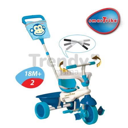 Trojkolka Safari Monkey Touch Steering smarTrike so slnečníkom, modrá od 10 mes