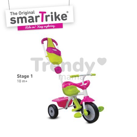 Trojkolka Play GL Pink 3v1 smarTrike s vodiacou tyčou ružovo-zelená od 10 mes