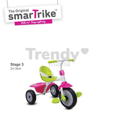 Trojkolka Play GL Pink 3v1 smarTrike s vodiacou tyčou ružovo-zelená od 10 mes