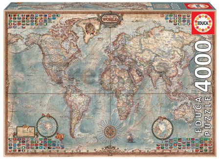 Puzzle The World Executive Map Educa 4000 dielov od 15 rokov