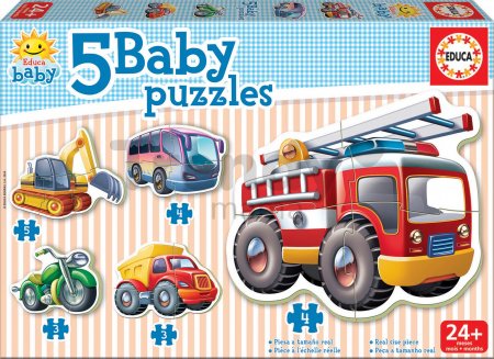 Baby puzzle Dopravné prostriedky Educa 5-obrázkové od 24 mes