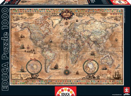 Puzzle Antique World Map Educa 1000 dielov od 12 rokov