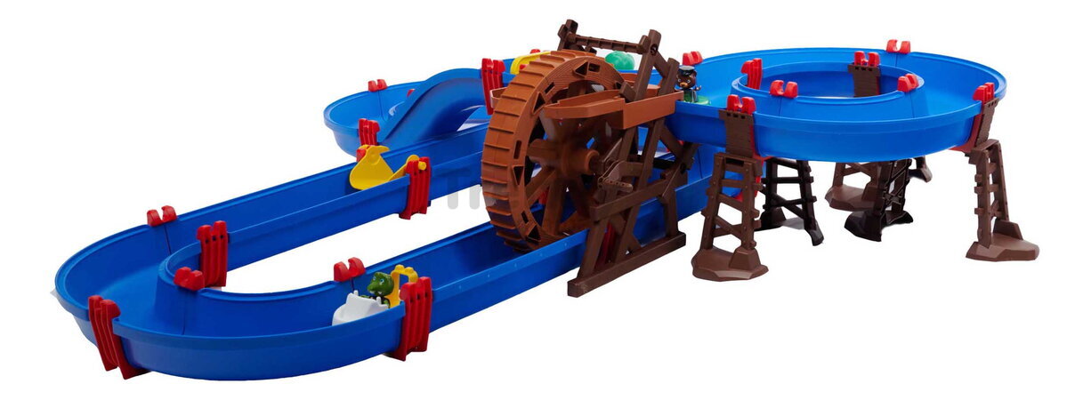 Vodná dráha s vodným kolesom WaterWheel AquaPlay viacposchodová so šmykľavkou a 2 loďky s 2 figúrkami