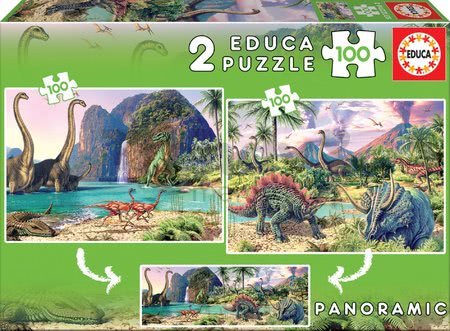 Puzzle panoramatické Dino Educa 2x100 dielov od 5 rokov