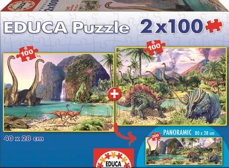 Puzzle panoramatické Dino Educa 2x100 dielov od 5 rokov