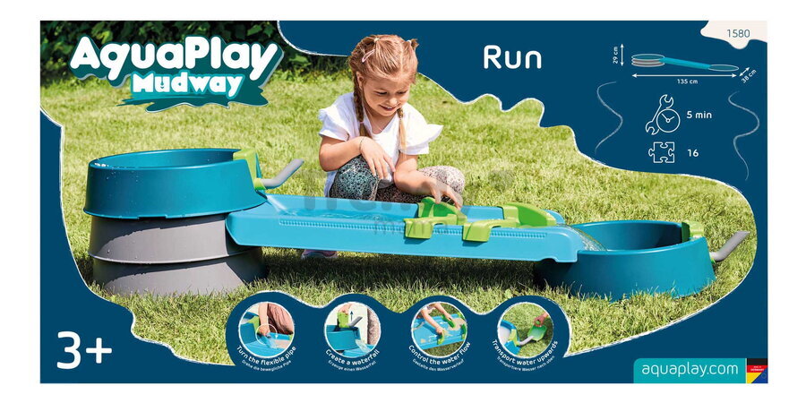 Vodná a bahenná dráha s dĺžkou 1,35 m Mudway Run AquaPlay so stavidlami a regulátorom prietoku s UV filtrom