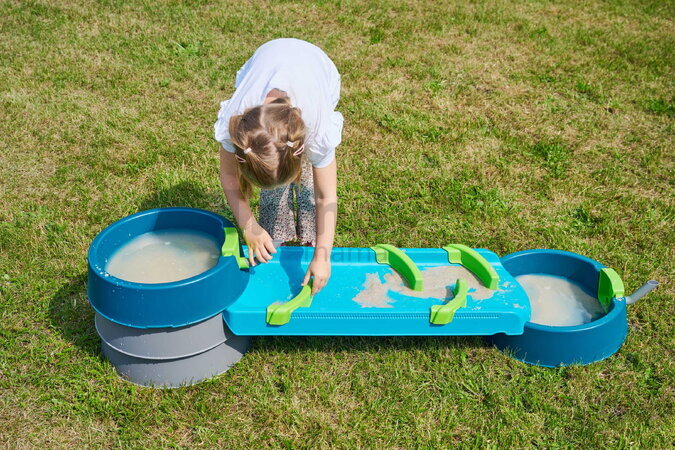 Vodná a bahenná dráha s dĺžkou 1,35 m Mudway Run AquaPlay so stavidlami a regulátorom prietoku s UV filtrom