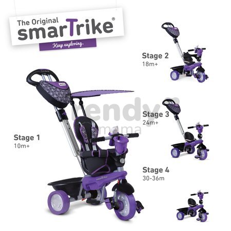 Trojkolka Dream Team Purple&Black Touch Steering 4v1 smarTrike s tlmičom fialovo-čierna od 10 mes