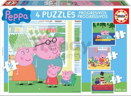 Puzzle Peppa Pig Educa 6-9-12-16 dielov, progresívne
