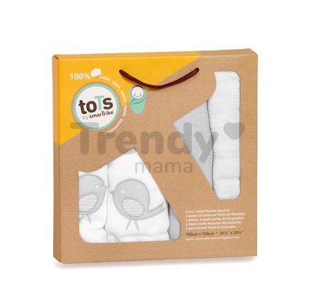 Bavlnené plienky toTs-smarTrike extra veľkosť 4 kusy 100% prírodná bavlna šedé od 0 mesiacov