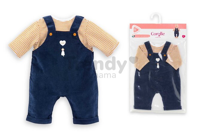 Tričko a overal pre bábiku T-shirt & Navy Blue Overall Mon Grand Poupon Corolle pre 42 cm bábiku od 24 mes