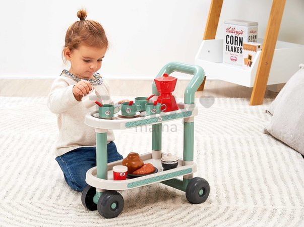 Servírovací vozík Breakfast 100% Chef Écoiffier s čajovou súpravou croissant a koláčik 22 dielov od 18 mes