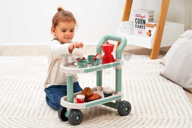 Servírovací vozík Breakfast 100% Chef Écoiffier s čajovou súpravou croissant a koláčik 22 dielov od 18 mes