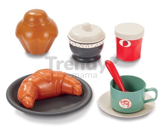 Servírovací vozík Breakfast 100% Chef Écoiffier s čajovou súpravou croissant a koláčik 22 dielov od 18 mes