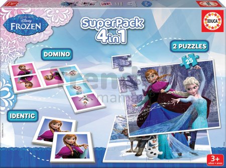 Puzzle SuperPack Frozen 4 v 1 Educa 2x puzzle, domino a pexeso, progresívne