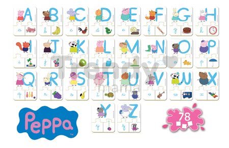 Náučná hra Učíme sa ABC Peppa Pig Educa s obrázkami a písmenami 78 dielov od 4-5 rokov