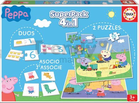 Puzzle domino a pexeso Peppa Pig Disney Superpack 4v1 Educa 