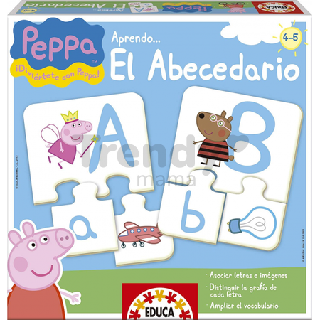 Náučná hra Učíme sa ABC Peppa Pig Educa s obrázkami a písmenami 78 dielov od 4-5 rokov