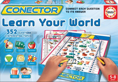 Spoločenská hra Conector Learn Your World Educa 352 otázok v angličtine od 5 rokov