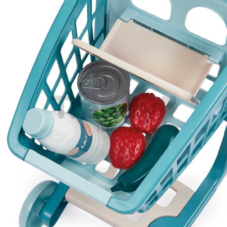 Nákupný vozík s 30 cm bábikou Trolley Doll Vert Azur Écoiffier 8 doplnkov so smartfónom od 18 mes