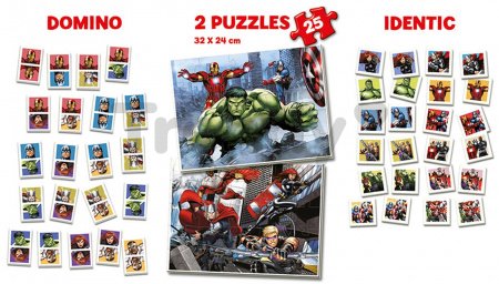Puzzle Avengers SuperPack 4 v 1 Educa 2x puzzle, domino a pexeso, progresívne