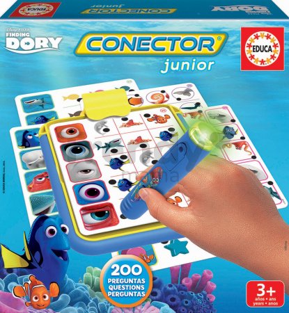 Spoločenská hra Hľadá sa Dory Conector junior Educa 40 kariet a 200 otázok s inteligentným perom v angličtine