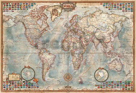 Puzzle Miniature series, O Mundo Political Map of the world Educa 1000 dielov od 12 rokov