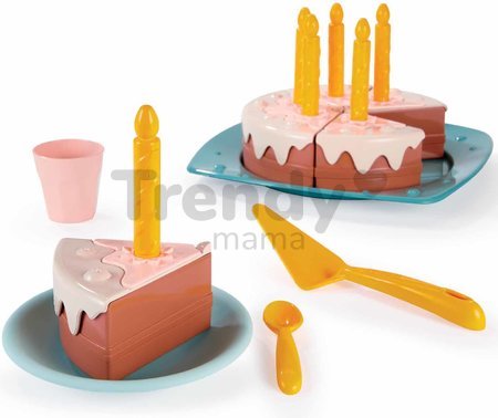 Narodeninová torta so sviečkami a polevou Vert Azur Écoiffier s príborom 20 dielov od 18 mes
