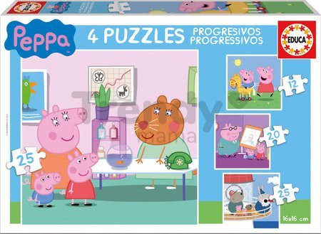 Puzzle Peppa Pig Educa 12-16-20-25 dielov, progresívne