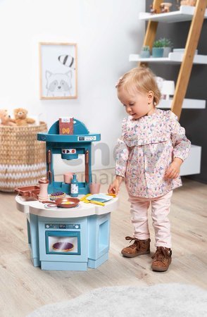 Kuchynka pre najmenších My 1st Kitchen Vert Azur Écoiffier s riadom a jedlom 18 dielov 60 cm výška od 18 mes