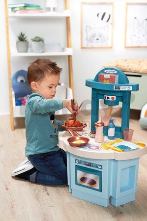 Kuchynka pre najmenších My 1st Kitchen Vert Azur Écoiffier s riadom a jedlom 18 dielov 60 cm výška od 18 mes