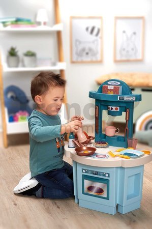 Kuchynka pre najmenších My 1st Kitchen Vert Azur Écoiffier s riadom a jedlom 18 dielov 60 cm výška od 18 mes