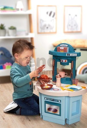 Kuchynka pre najmenších My 1st Kitchen Vert Azur Écoiffier s riadom a jedlom 18 dielov 60 cm výška od 18 mes