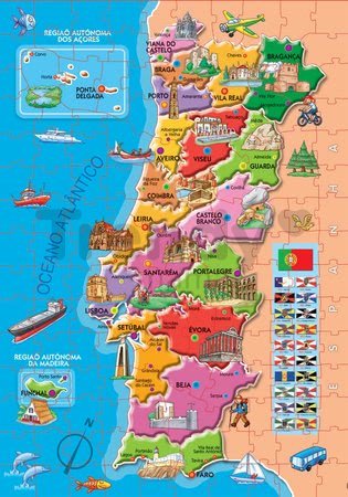 Puzzle Mapa Portugalska s monumentami Educa 150 dielov od 7 rokov