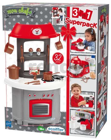 Kuchynka Superpack 3in1 Écoiffier s kávovarom a kuchynským robotom 32 doplnkov od 18 mes