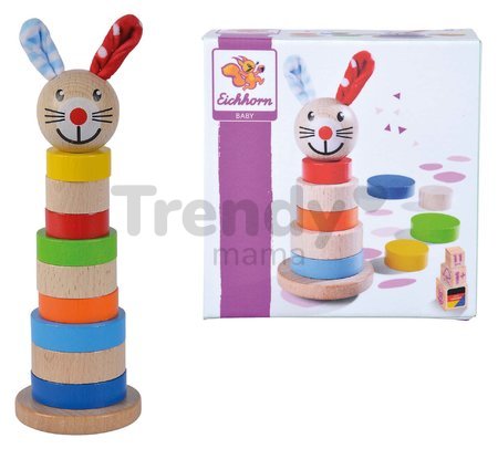 Drevená skladacia veža Baby Stapel Tower Rabbit Eichhorn 11 dielov výška 20 cm od 12 mes