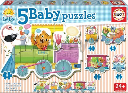 Puzzle pre najmenších Baby Educa Zvieratká vo vlaku od 24 mes