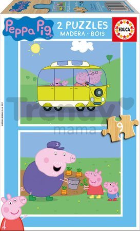 Drevené puzzle Peppa Pig Educa 2x 9 dielov