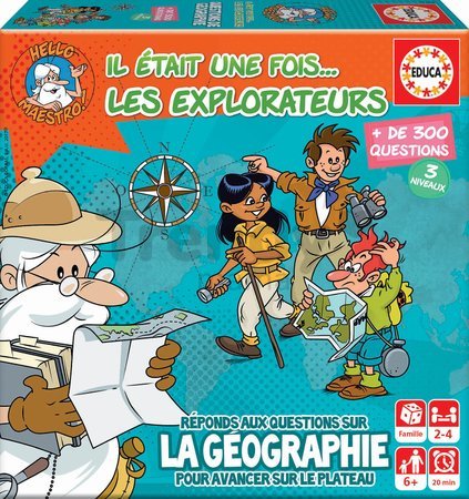 Spoločenská hra Hello Maestro Les Explorateurs La Geographie Educa francúzsky pre 2-4 hráčov od 6 rokov