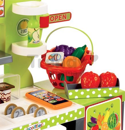 Zeleninový stánok 4v1 100% Chef Écoiffier s košíkom a 34 doplnkami zelený od 18 mes